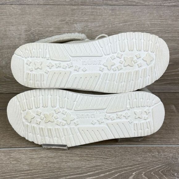 Hey Dude Britt Cream Mid Lace Up Women’s Sz 8 Faux Fur Lined Ankle Boots - Picture 8 of 10